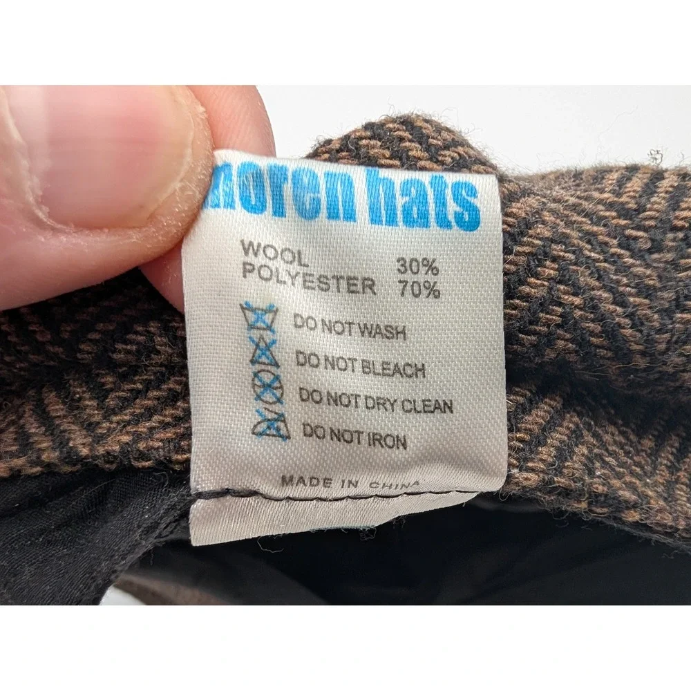 Basic Blues Brown Herringbone Newsboy Cap Flat Hat Size 60